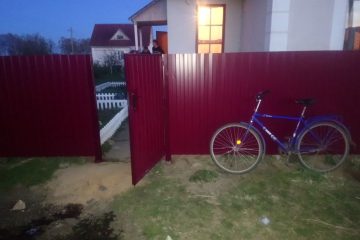 Металлические ворота с калиткой для дачи